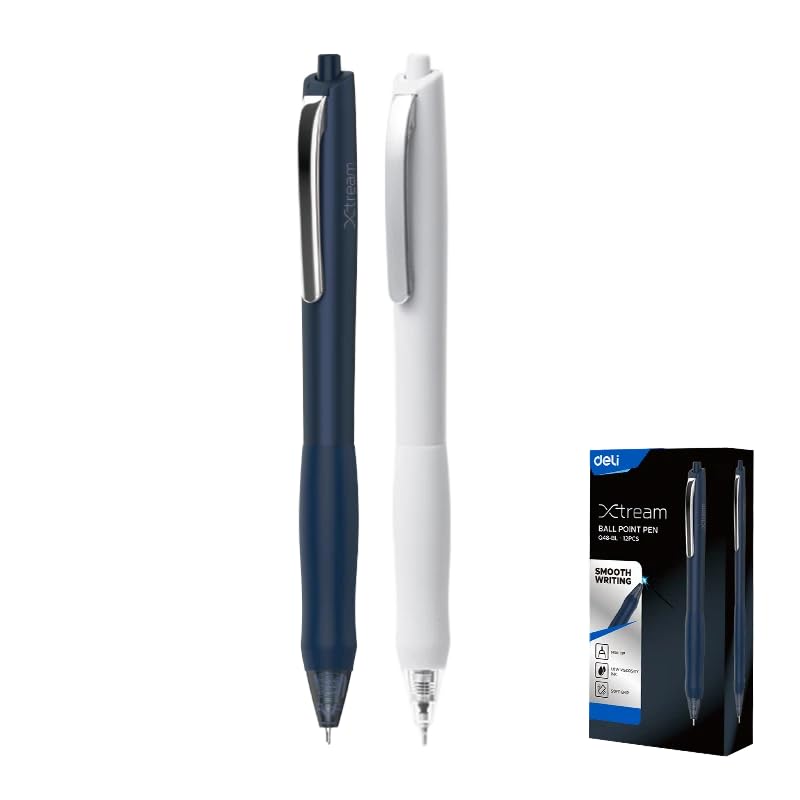 Deli EQ48-BL Ball Point Pen, 0.7 mm Mini Tip, Blue