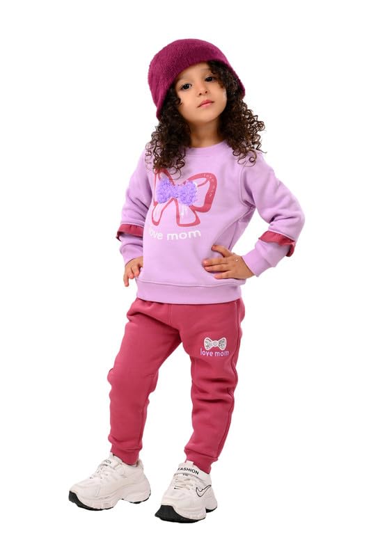 Pilot B605 Kids Printed Sweatshirt and Jogger Set Soft Everyday Outfit For Girl’s