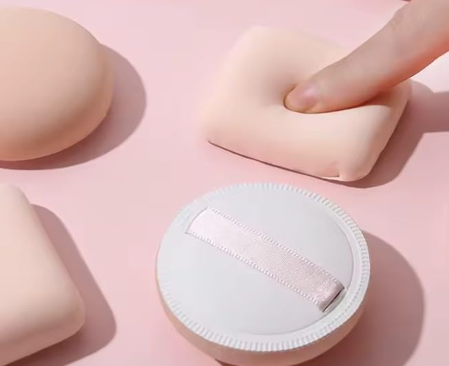 2PCS Makeup Sponge Powder Puff Powder Puff Foundation Blending Beauty Sponge for Liquid,Cream,Powder, Dry & Wet Use Air Cushion Puff - Cosmetic Foundation Sponge Makeup Tool-ROUND AND SQUARE SAPE