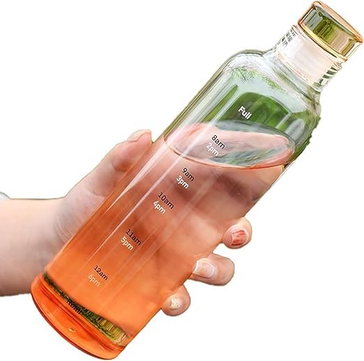USHOP Y 500ml Water Bottle with Time Marker Reusable Plastic Sports Drink Transparent Outdoor Sports Drink Bottle (Yellow)