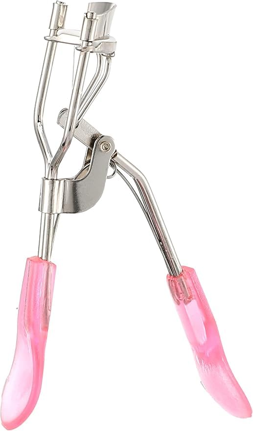 Eyelash Curler & Lift Tool, Metal with Pink Handles