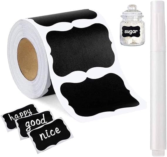 volura 56 Pcs Reusable Blackboard Labels Waterproof Blackboard Labels with Liquid Chalk Marker for Home Kitchen Organization