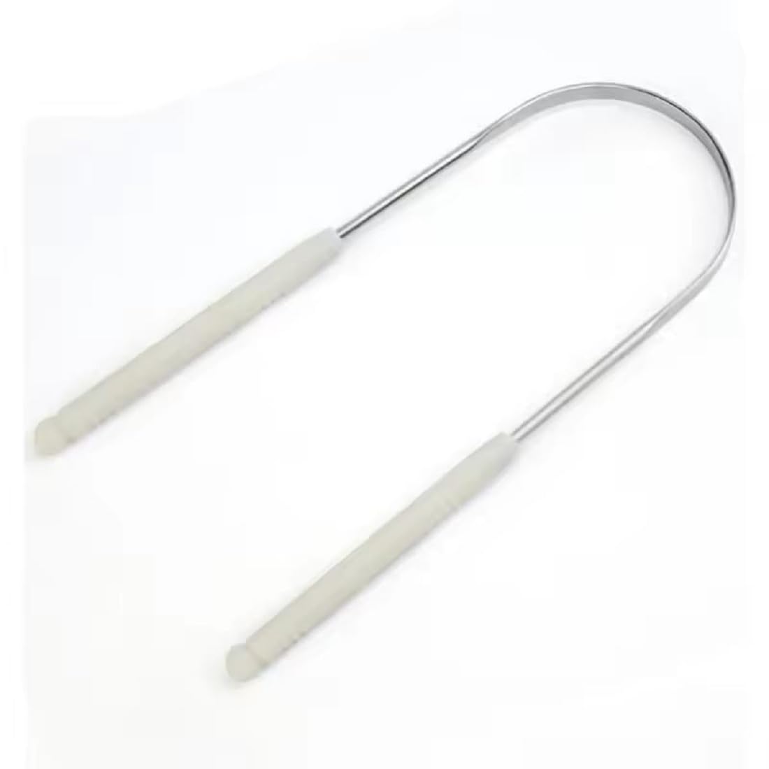 Stainless Steel Tongue Scraper, U-Shaped, with Non-Slip Handles, Fresh Breath Oral Care Tool, 13.1CM (white)