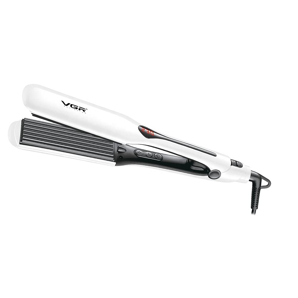 Vgr V-557 Professional 7 Teeth Plate Quick Heat Hair Crimper With Ceramic Coated Plate & Uniform Heat Technology 100°C To 230°C Adjustable Temp With Led Display 360° Swivel Cord