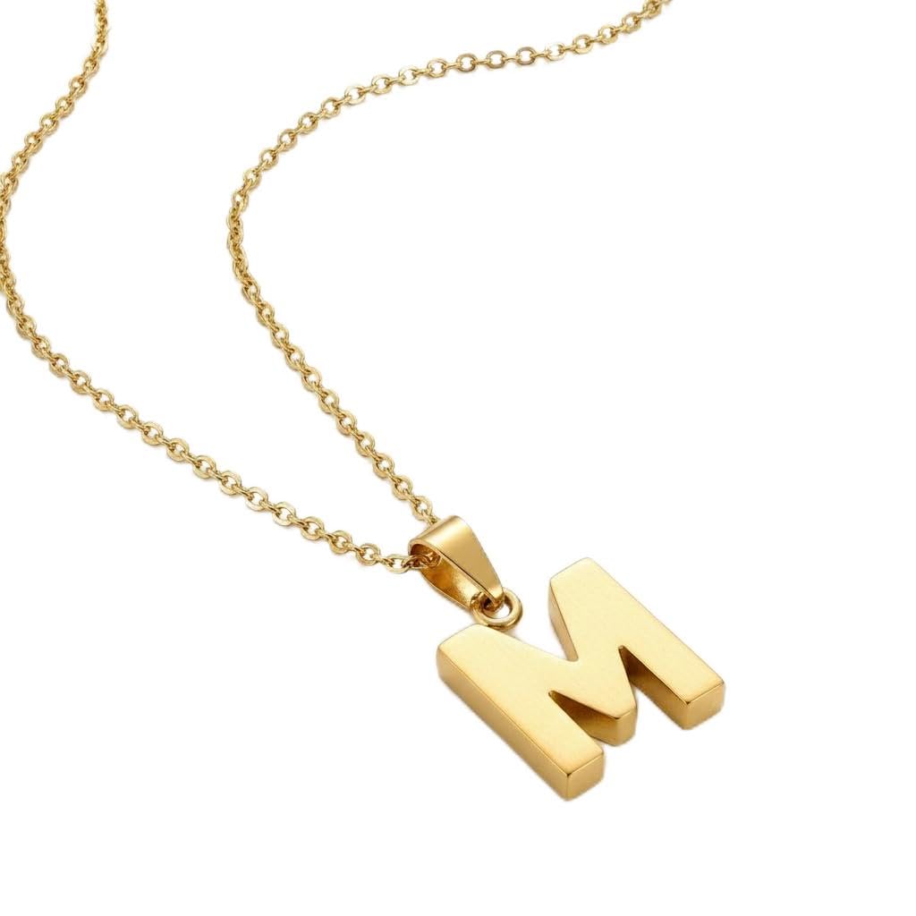 Elegant Letter M Necklace Stainless Steel Gold - Personalized and Romantic Design Letter (M) - Rustproof and Waterproof - Gift of Love and Caring