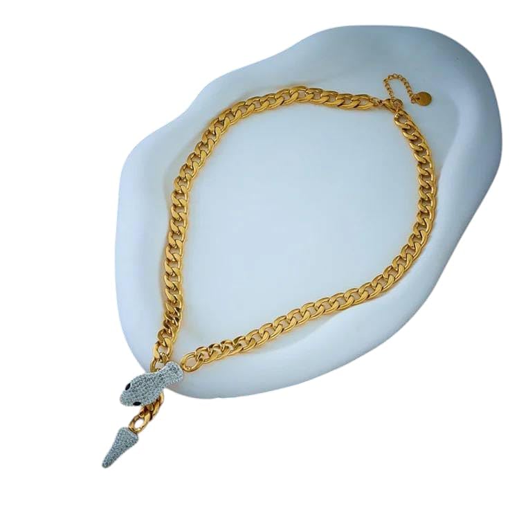 18K Gold Plated Magnetic Snake Collet Necklace - Elegant Handmade Best Gift for Her by Cleopatra Metal Creed Diamond for Women Multicolor