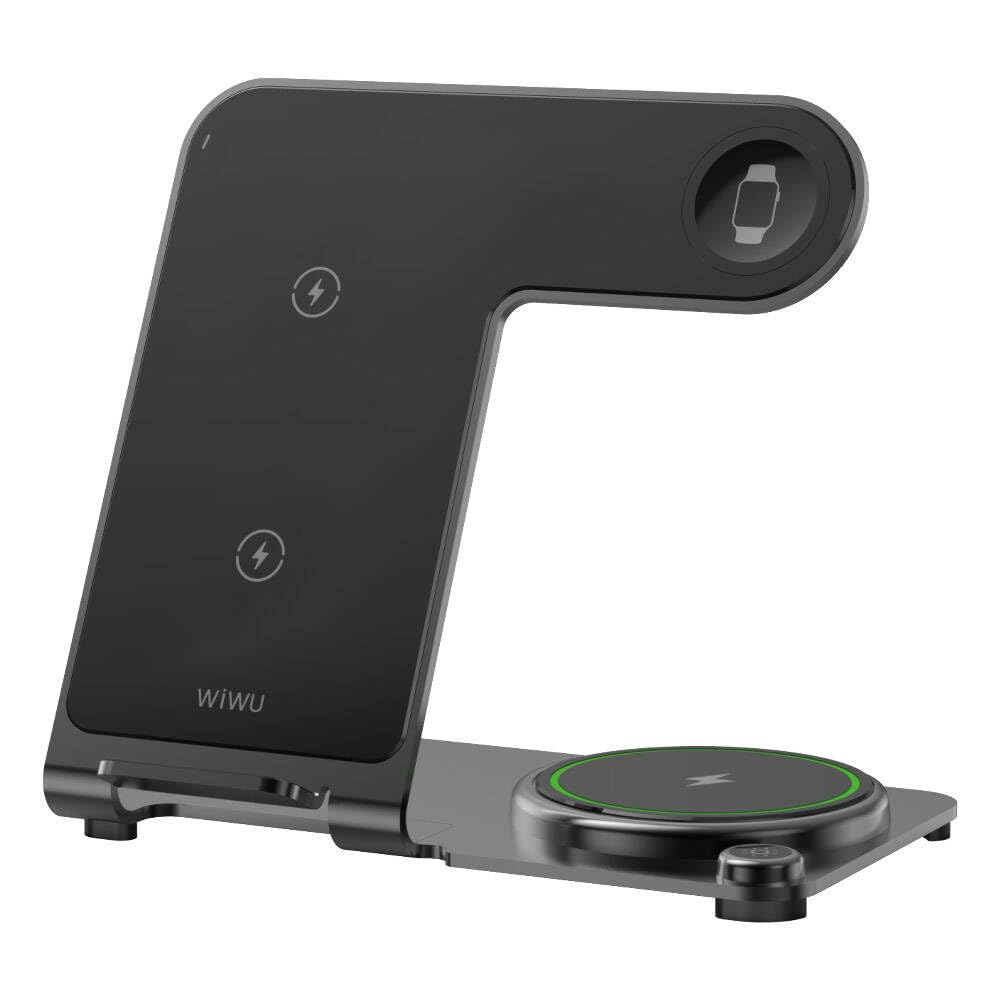WiWU WI-W005 Power Air 3 In 1 Wireless Charger, Grey|18 Months Warranty