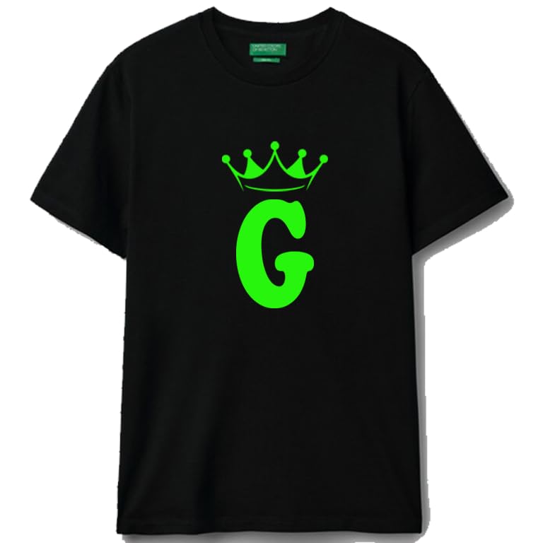 Black cotton t-shirt Crown Letter (G) Graphic Casual Wear size (M)