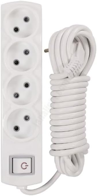 Power Strip 4 Socket Extension Cord 2 Meter with Switch, Heavy Duty Multi Plug Adapter 16A 250V 3500W Safe Electrical Extension Cable for Home Office Electronics Durable Power Distribution Strip