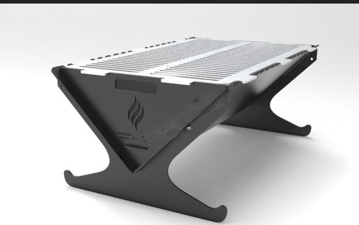 MZ Portable Folding Charcoal Grill, Nickel Chrome plated carbon steel, With stainless steel grilling plate, X-Shape Base, Camping Fire Pit