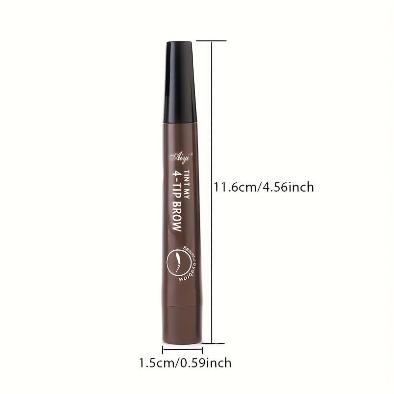 mysouqeg | 1 pcs - 4-Tip Brow Tint Pen, Four-Prong Eyebrow Pencil, 0.15mm Ultra-Fine Nib, 3D Natural Look, Smudge-Proof, 24-Hour Sweat Resistance - Gray Brown 1 Pcs