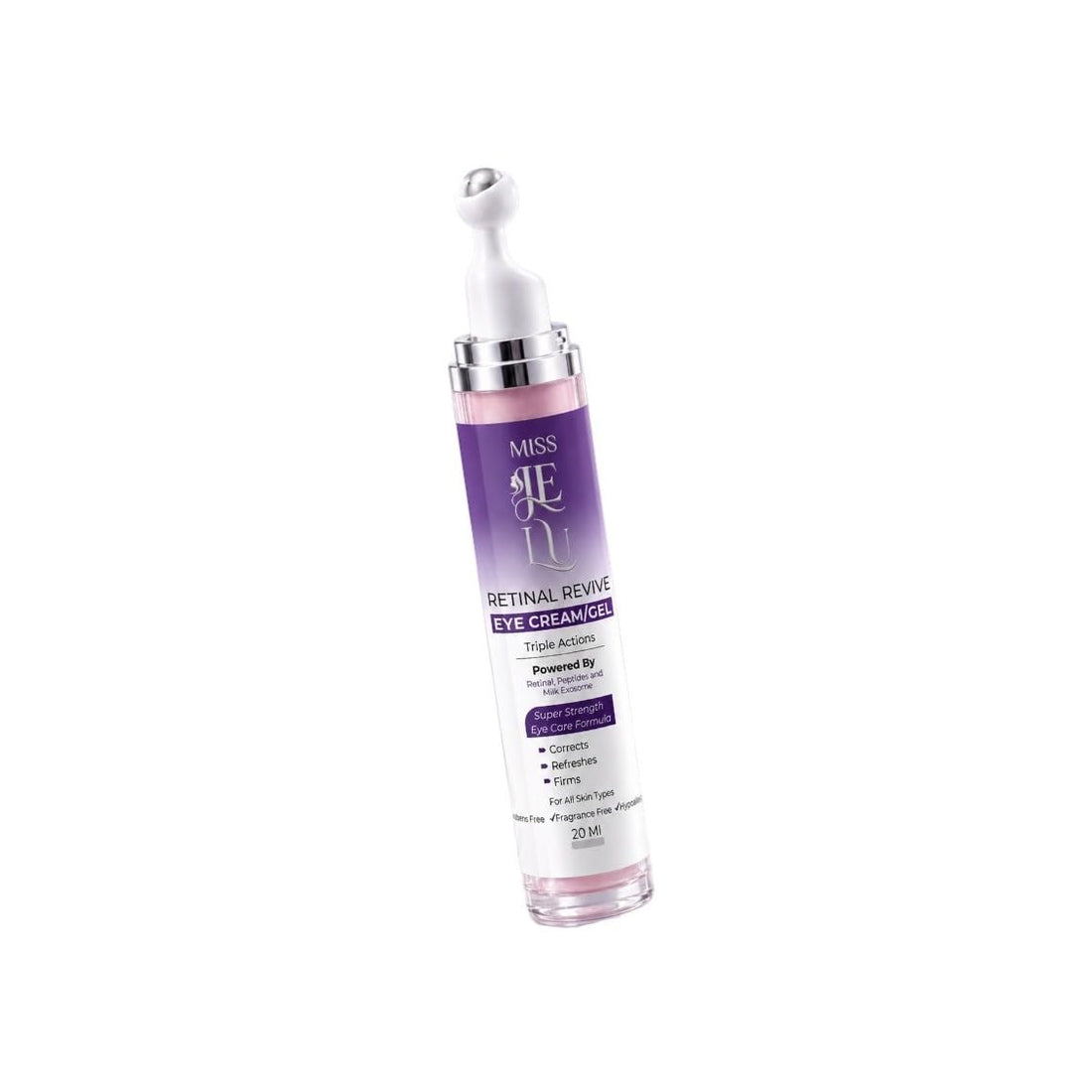 Miss.je.lu Retinal Revive Eye Cream Gel with Hyaluronic Acid, Milk Exosome and Salmo Ovum Extract, Fragrance-Free, Reduces Dark Circles and Puffiness, 20ml