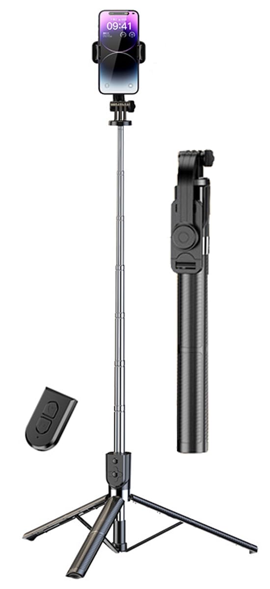 ECVV 170cm Phone Selfie Stick Tripod with Remote Control Portable Rotate Phone Holder Extendable Tripod Stand Compatible with iPhone Android Smartphone
