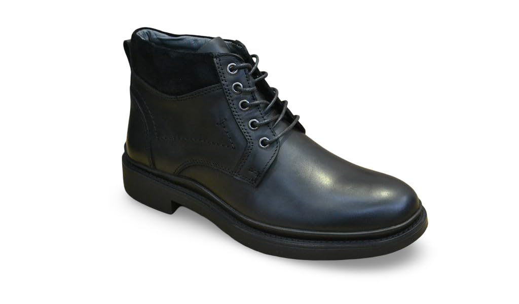 Men's Chelsea Boots, black Leather, Slip-On Ankle Boot, Elastic Side Panels 030-61