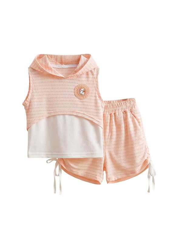 My Baby Girls 3-Piece Dots Crop Hoodie Pajama Set with Bodysuit & Shorts