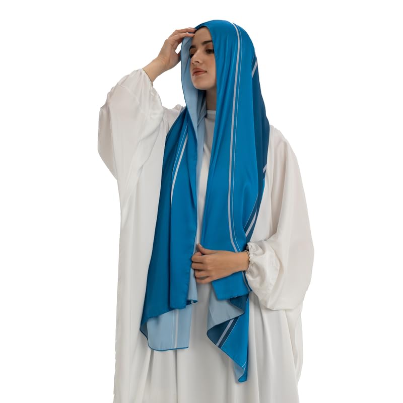 ART MOOD HOME Prayer Wear Satin - Isdal Al-Taqwa Blue - White Isdal Only One Size