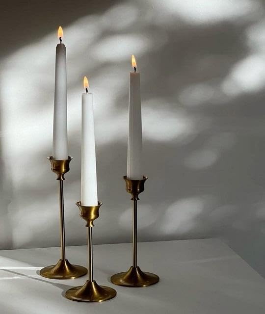 Trio Candlestick - Elegant Metal Candle Holder with Gold Touch for Romantic Dinner, Wedding Party, Church Altar, Fall Decor, Holiday Season, Night Room Lighting, Birthday Gift Very Suitable