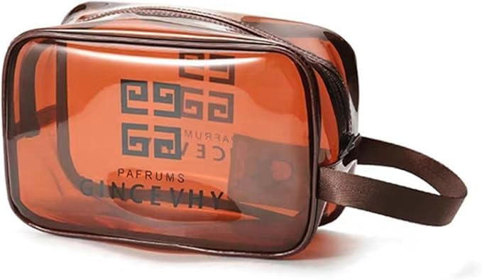 Transparent cosmetic bag, pvc toiletry bag, travel set, storage bag, waterproof toiletry bag, storage bag, cosmetic bag, Coffee small (brown)