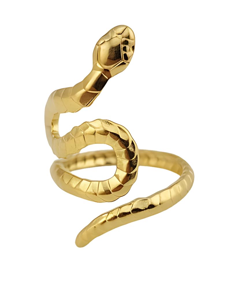 Ring Vintage Hip Hop Cleo Snake Style korean Gift For Women Fashion Day Wife Lover Family Member Stainless Steel 18K gold Plated - Opening Adjustable