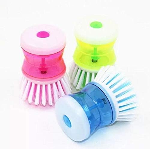2 Pieces Kitchen Utensil Brush Set with Built-in Cleaner Tank, Practical Dish Cleaning Brush for Kitchen, Easy One-Click Use, Strong Bristles for Daily Grease Removal, Multicolor