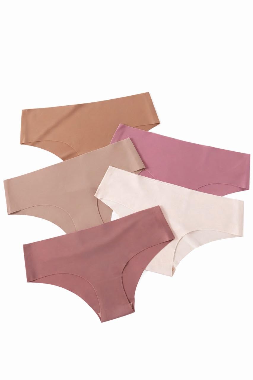 SHEIN-5pcs Women Seamless Underwear, Comfortable Skin-Friendly Hipster Panty