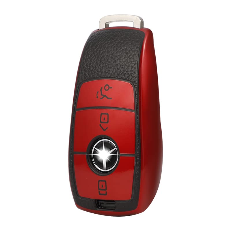 Key Fob Remote Cover Case for 2016 2017 2018 2019 2020 Mercedes Benz C E M S CLS CLK GLK GLC G Class W213, Red