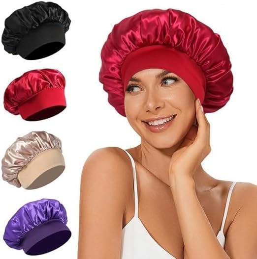 Satin Bonnet for Sleeping Pack of 2 – Adjustable Soft Hair Sleep Caps for Women, Protect Natural Hair, Braids, Curly or Straight Styles, Comfortable & Durable