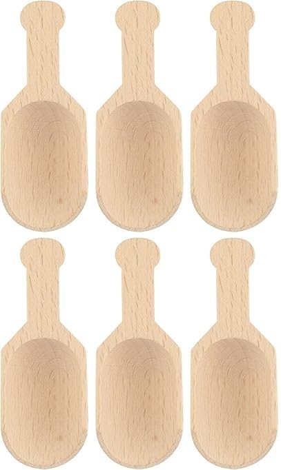 6 Pieces Mini Wooden Spoons Set Mini Shovel Scoops for Spices, Sugar, Salt, Coffee, Tea, Jars, Spices, Cereal, Flour, Bath Salts - Wooden Color
