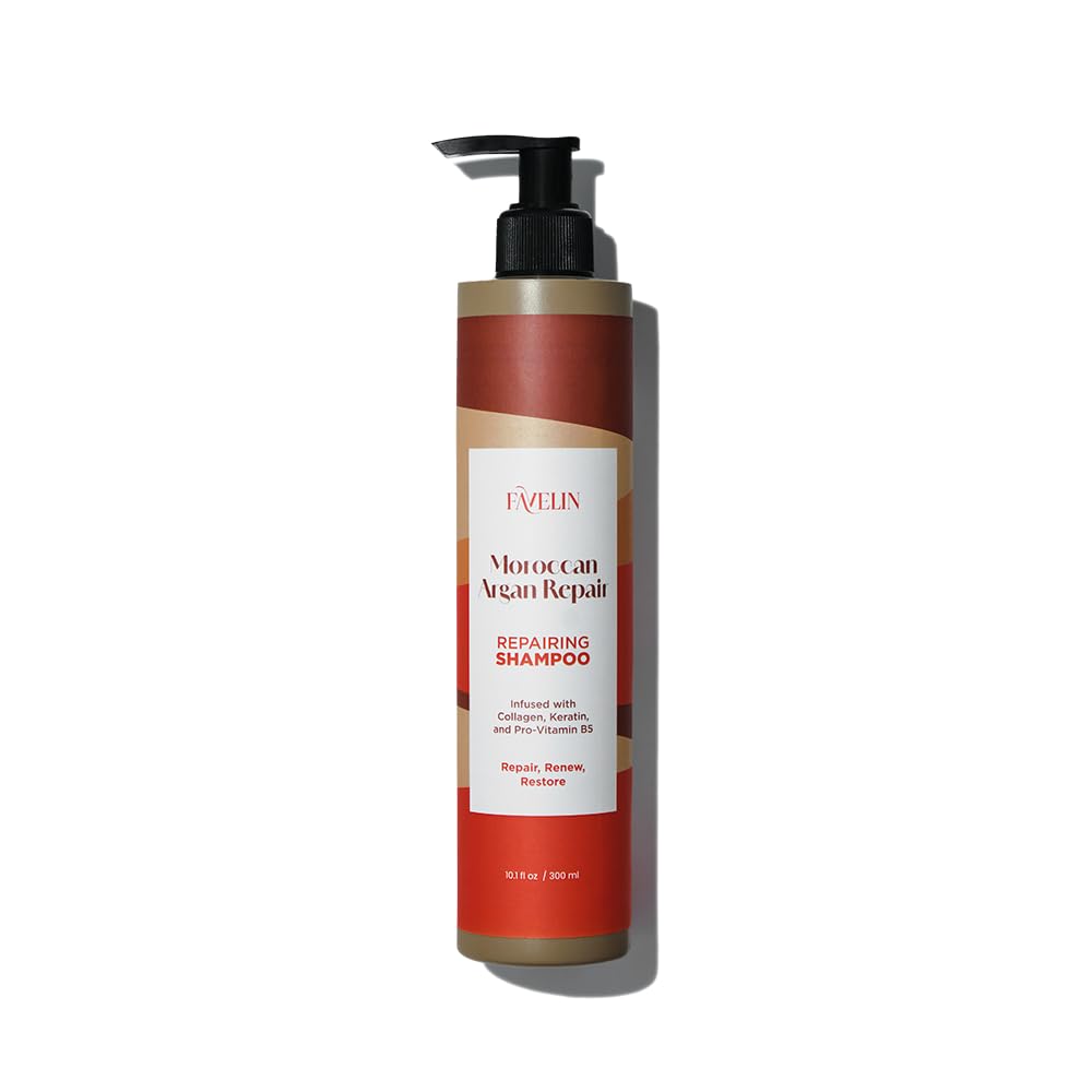 Favelin Moroccan Argan Repairing Shampoo | Infused with Collagen Keratin Pro-Vitamin B5 | 300 ml