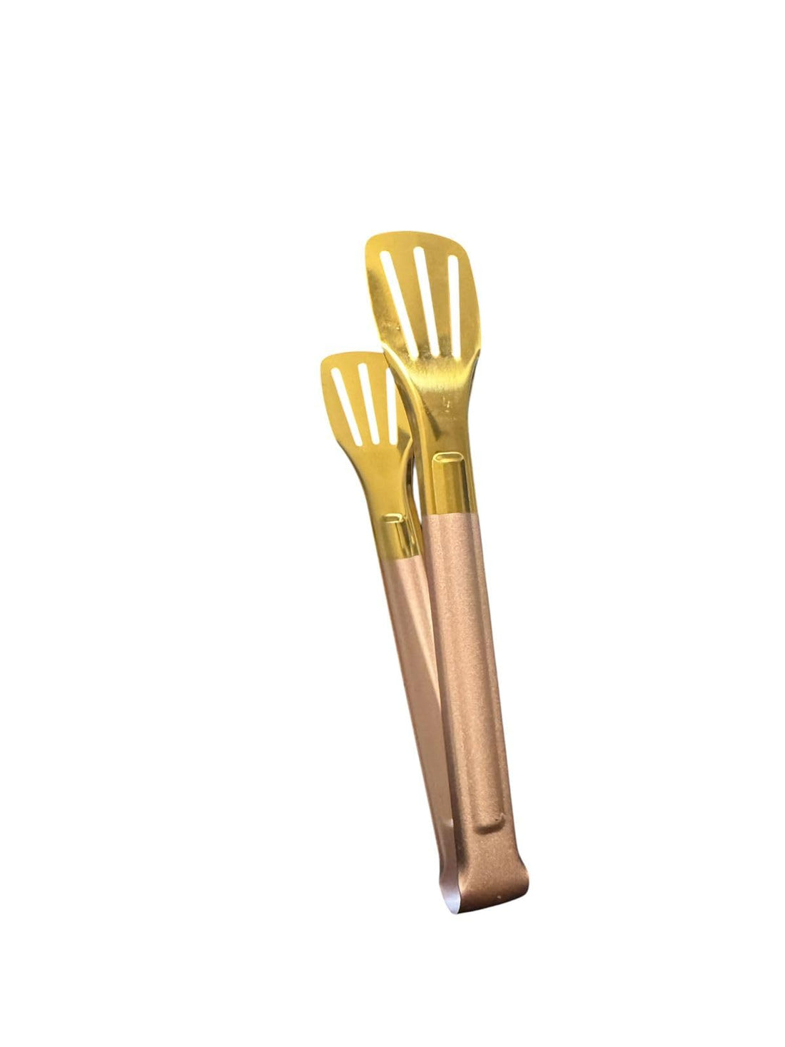 Downtown Stainless steel food tongs in bronze color for barbecue, serving food, desserts and buffets (bronze handle)