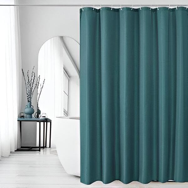 Waterproof Shower Curtain, EVA Material, with 12 Plastic Hooks, Mould Resistant, for Bathtub and Shower Stall (Plain: Green)