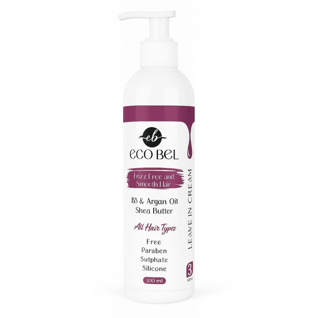 ECO BEL Leave-In Conditioning Hair Cream, With Argan Oil And Shea Butter, For All Hair Types, Paraben & Silicone Free, 300 ml