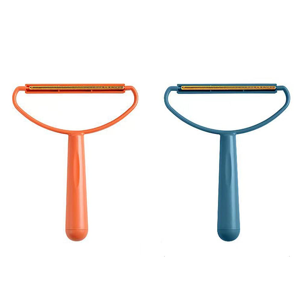 2 Pack Portable Lint Remover, Uproot Lint Cleaner, Clothes Fuzz Shaver Lint Roller for Cat and Dog Hair Removal,Removing Fabrics Clothing Furniture Balls Pilling(Orange + blue)