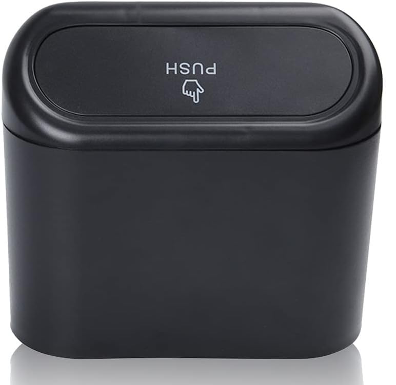 Circle M Car Trash Can with Lid, Multifunctional Folding Dustbin Garbage Holder, Leak-Proof Hanging Mini Trash Container, Organizer for Cars, Homes, Offices, Travel (Black) - 1 Piece
