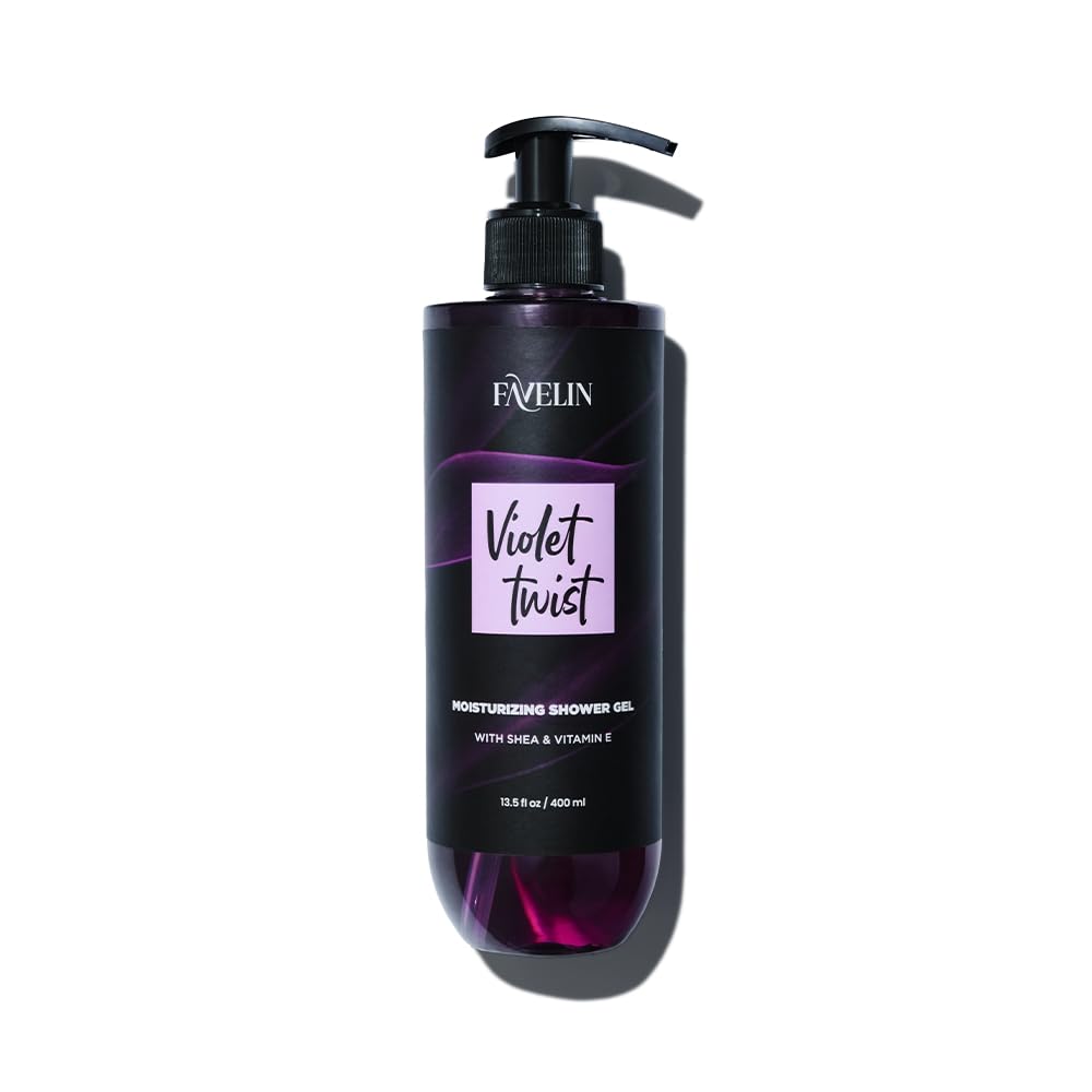 Favelin Violet Twist Shower Gel 400 ml | With Honey&Glycerin | Nourishing Shea Butter Vitamin E |It’s formulated to gently cleanse your skin while leaving it moisturized | refreshed and fragrant.