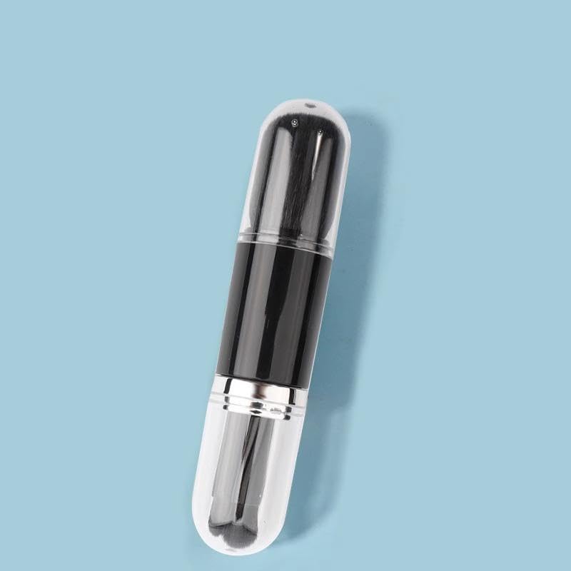 Portable Travel Brush a versatile mini makeup brush set, perfect for travel with retractable features, offers basic brushes for lips, highlighting, eyeshadow, foundation (black)