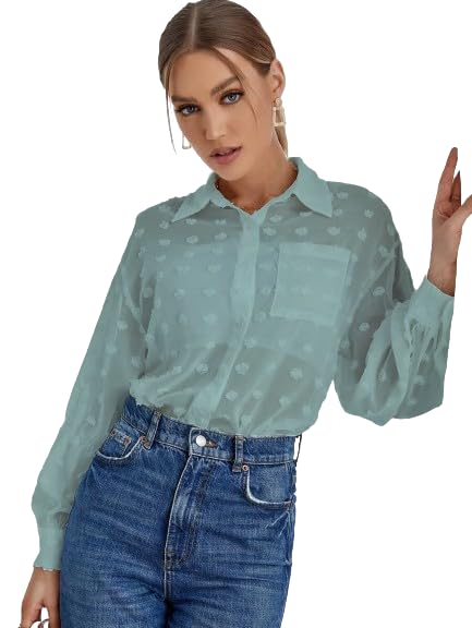 Sun Set Women's Pocket Pocket Chiffon Blouse - Modern and Elegant Design Small Twill