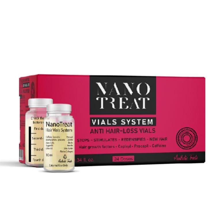 NANO TREAT Anti Hair Loss Vials System for Hair Care, 24 Pieces - 10ml