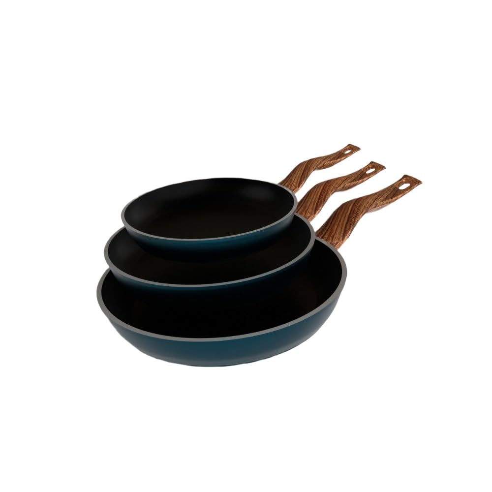 Premium Granite Frying Pan Set 3 Pieces – Nonstick Skillet Cookware Set, Durable, Turquoise