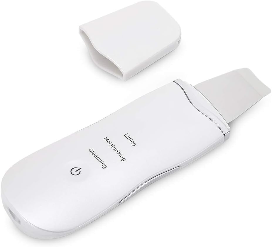 Portable Blackhead Removal Ultrasonic Facial Cleaner Rechargeable Face Skin Scrubber Cleaning Skin Peeling Extractor White