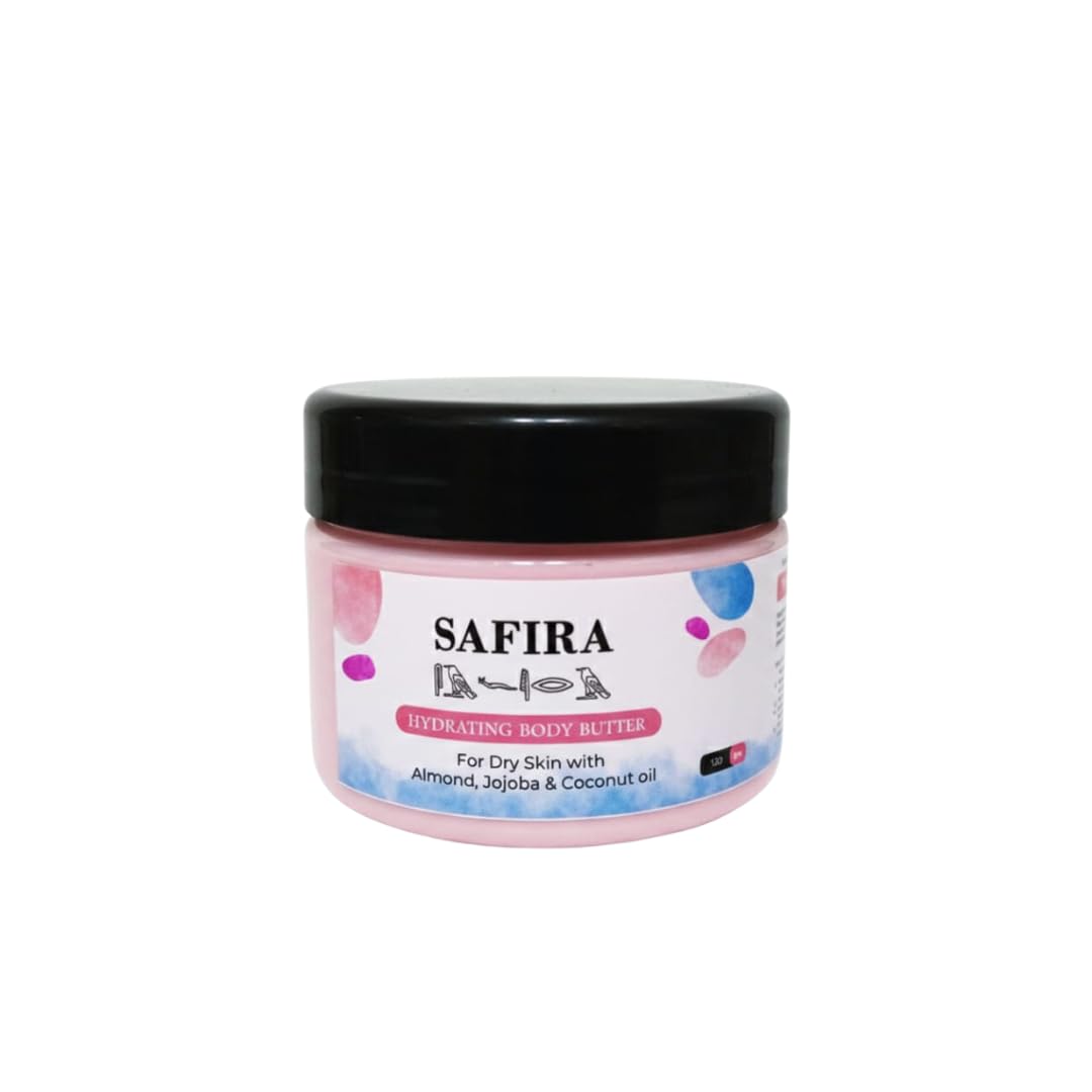 Safira Hydrating Body Butter for Dry Skin, with Almond, Jojoba & Coconut Oil, 150g