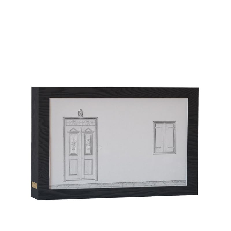 ART MOOD Home Natural Wood 2 In 1 Photo Lighting Frame - Blue Door 20Cmx 15Cm Black Frame