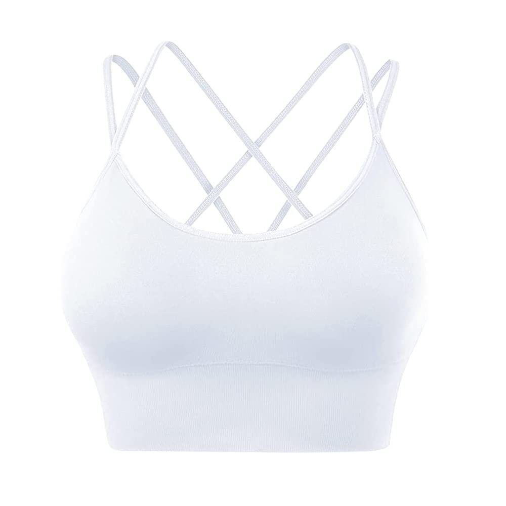 For Women's Sports Bra Strappy Criss Cross Back Bra Padded Yoga Crop Top