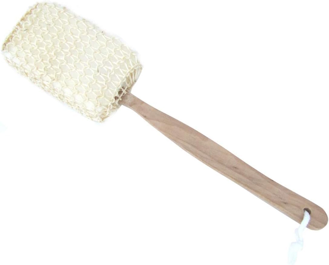 Shower Loofah with Wooden Handle and Sponge for Body and Back Exfoliation