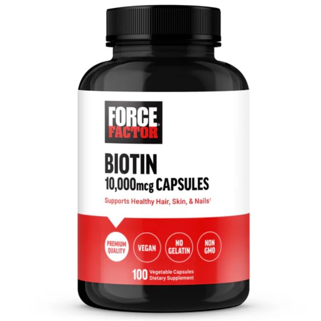 Premium Biotin 10,000mcg – 100 Capsules High Potency B-Vitamin Bundle with Practical Pill Box – Pure Keratin Matrix Co-Factor Formulation Engineered for Daily Routine Balance
