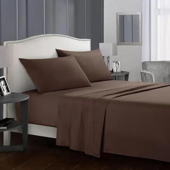Snooze Microfiber Flat Bed Sheet Set 2pcs (Brown, 180 * 220 cm)