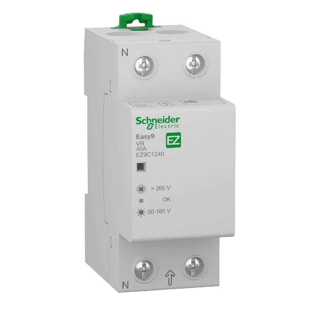 Schneider Easy9 EZ9C1263, 2P 63A Voltage Relay, Home Protection Device Against Surge and Low Voltage Surge