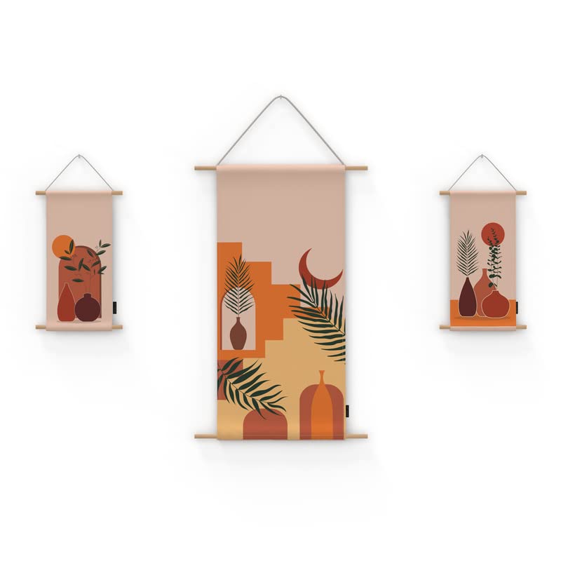ART MOOD HOME Oia Fabric Poster 1 Large Poster Size 90x44 cm 2 Small Posters Size 42x22 cm Multi Colors
