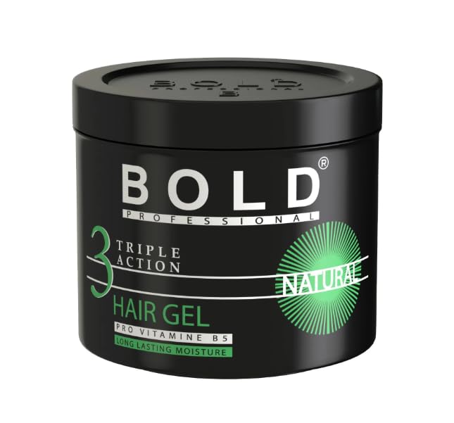 Bold Professional Triple Action Strong Hair Gel - Pro Vitamin B5 - Long-Lasting Shine - Natural - 250 Ml