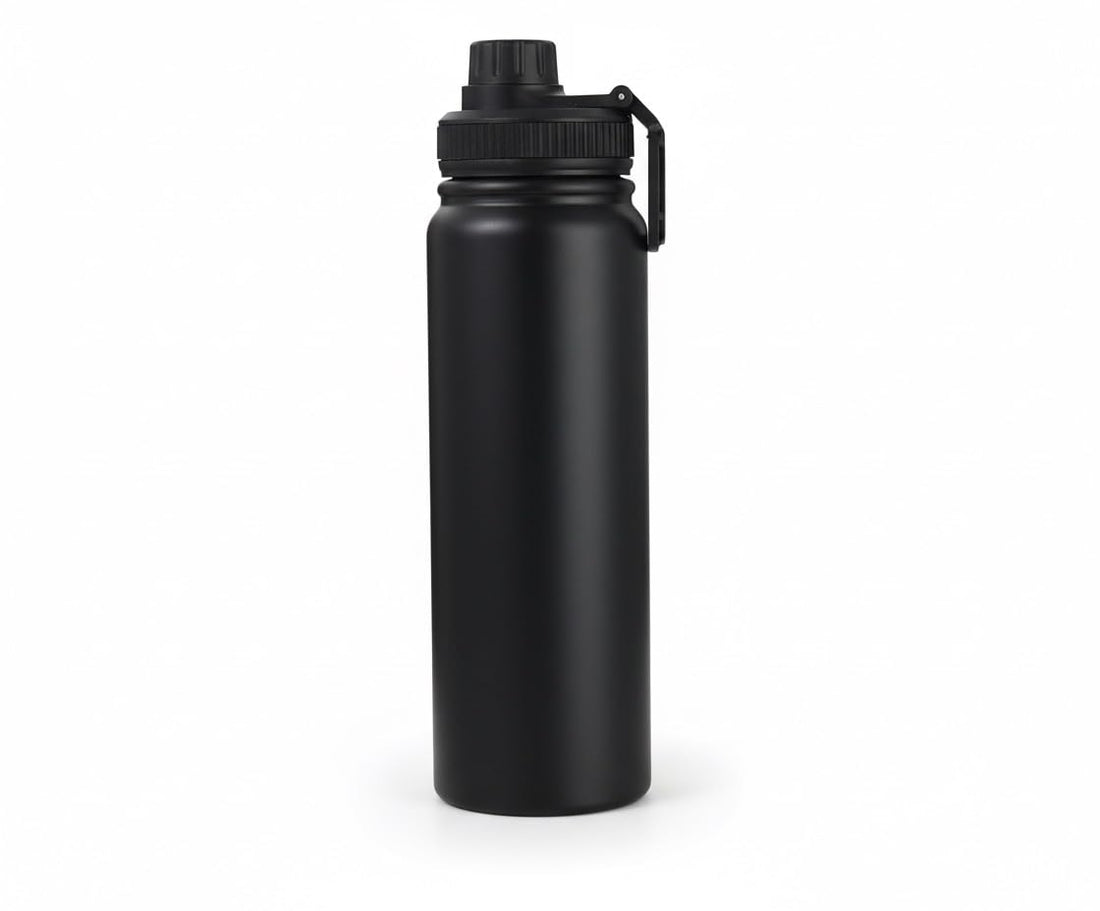 304 Stainless Steel Water Bottle 1000ml - Double Wall Vacuum Insulated Water Bottle for Hot and Cold - Tea Infuser & Carry Handle - Black